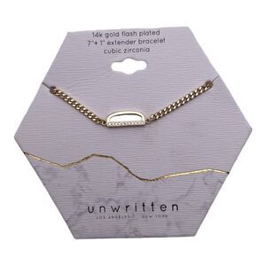Unwritten Cubic Zirconia Initial Link Bracelet 14K Gold Plated "D" NWT